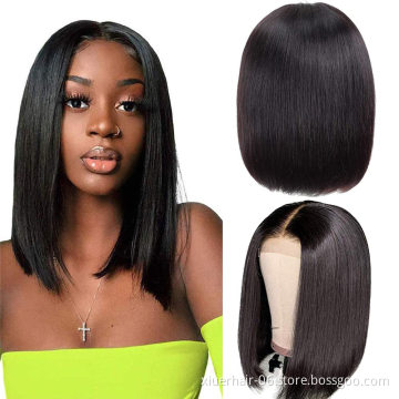 Vendor Deals Super Double Drawn Bone Straight 6 Inches Hd Lace Closure Short Real Human Hair Brown Raw Brazilian Hair Bob Wig